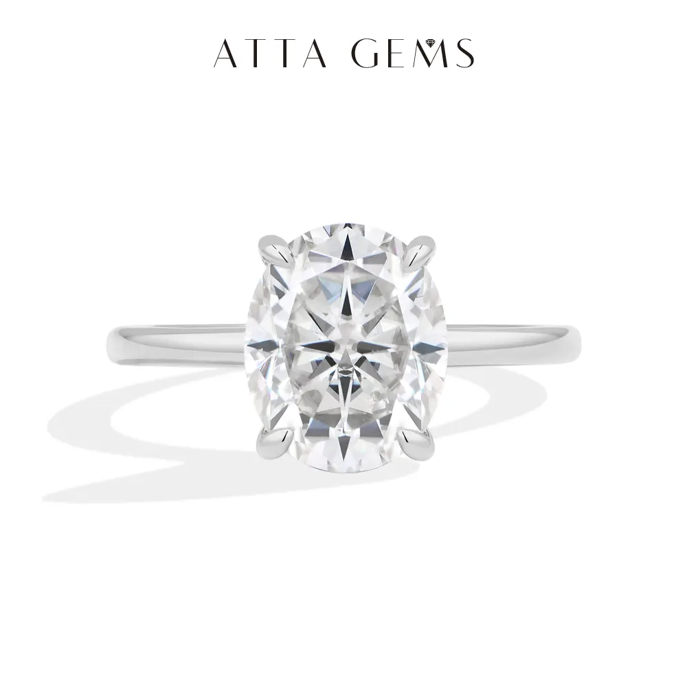 ATTAGEMS 5CT Oval Cut /5CT Octagon Cut Lab-Grown Moissanite Ring for Women 925 Sterling Silver Rings Engagement & Wedding Rings Daily Wear Anniversary Gift Fine Jewelry R432