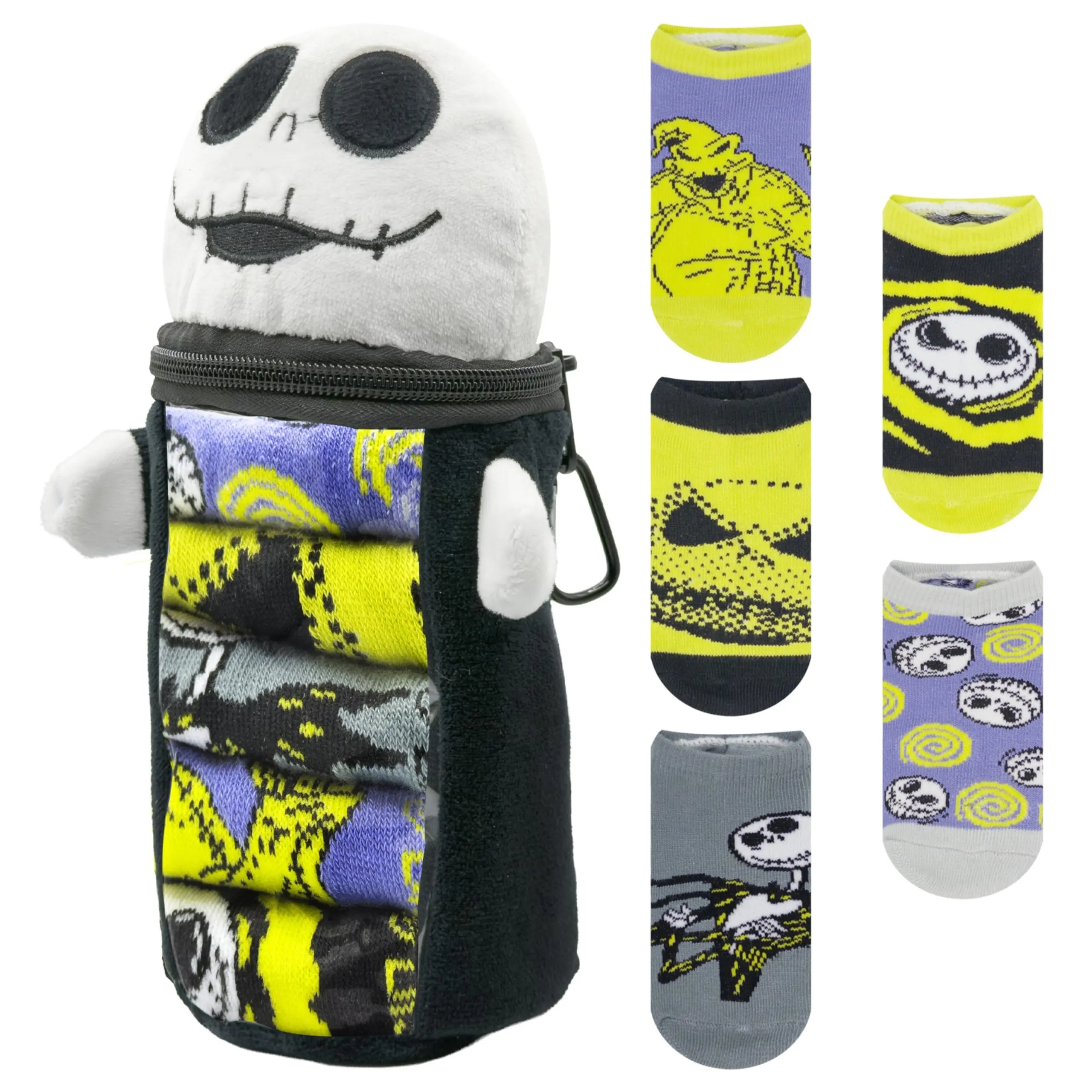 Disney Nightmare Before Christmas Boys 5‑Pack Crew Socks + Plush Pencil Case Set – Official Character Socks for Boys Ages 4-8