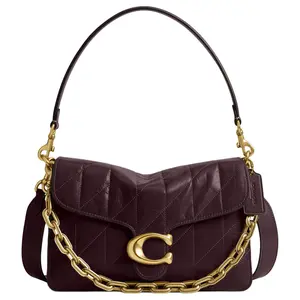 COACH ChainTabby 26 Crossbody Shoulder Bag for Women, Gold-Tone Metal Logo, Genuine Leather, Medium Size, Red Currant