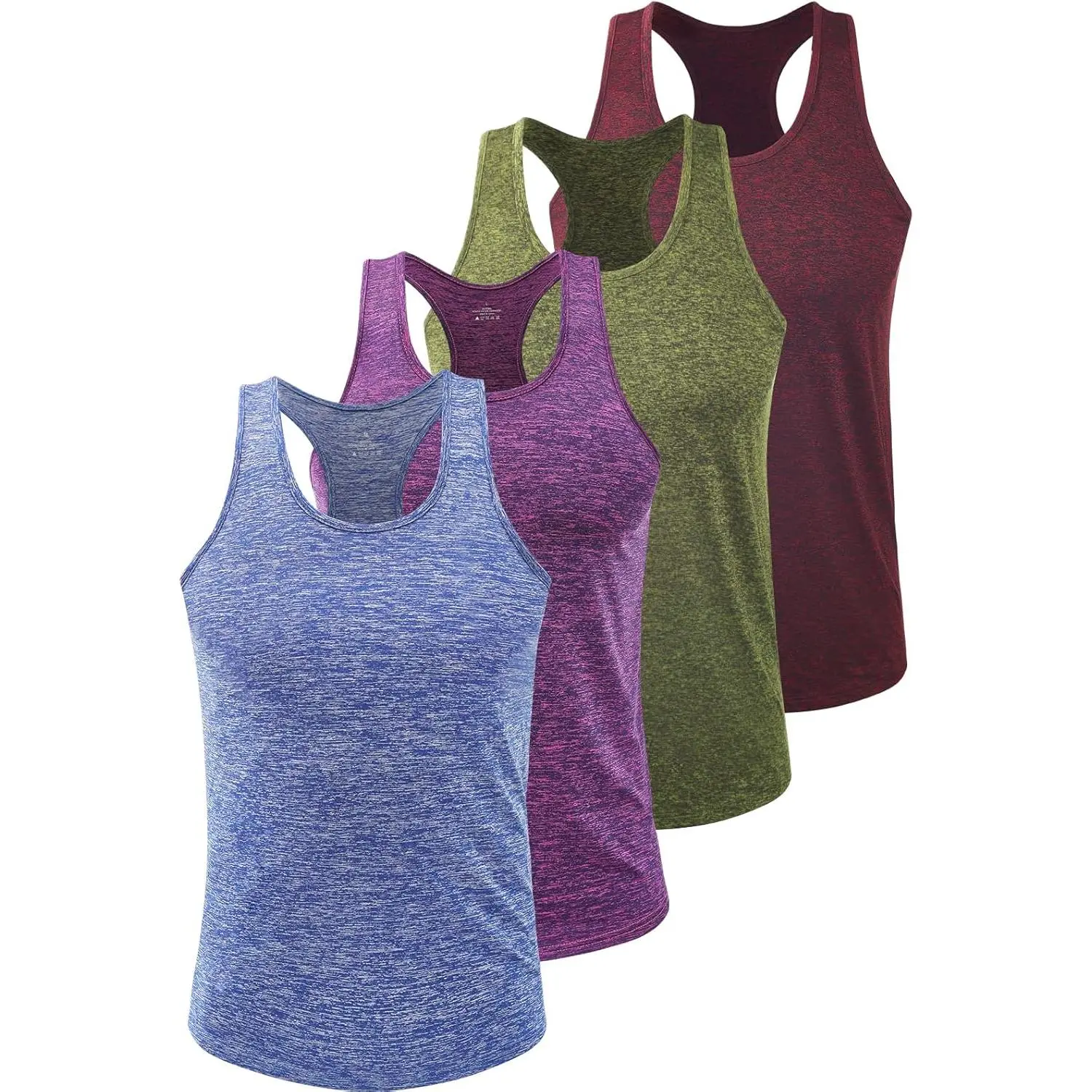 Vislivin Men's Athletic Tank Tops, Quick Dry Y-Back Body-Fit Polyester Spandex Sleeveless Bodybuilding Shirts - 4 Packs