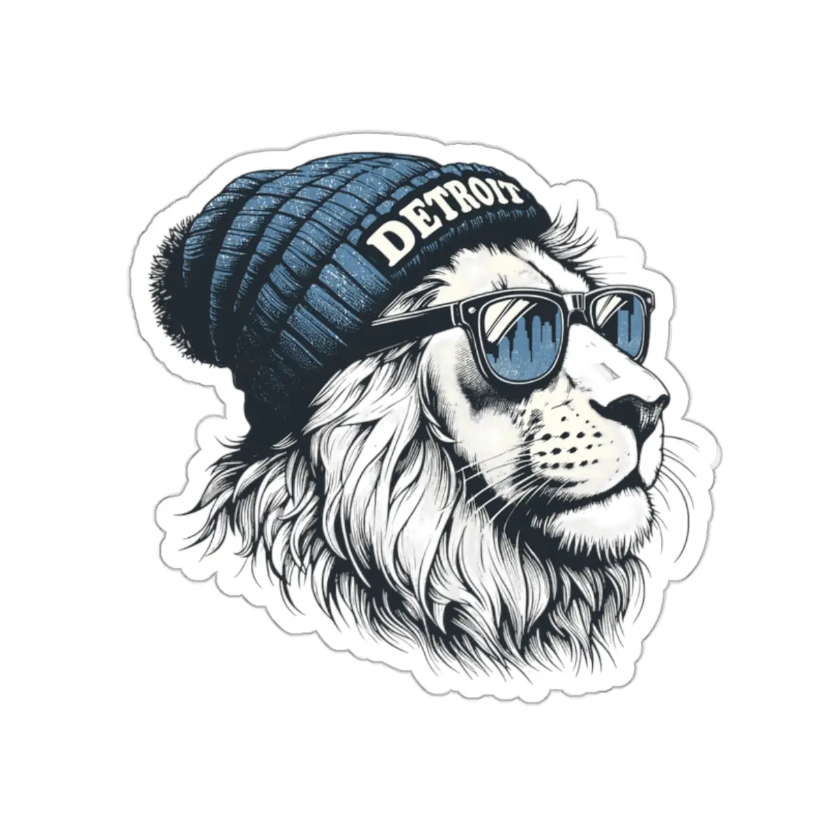 Detroit Lions with Detroit hat Die-Cut Stickers - Trendy Laptop Decals, Unique Gift for Teens, Cool Decor, Detroit Vibes