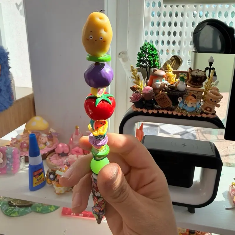 Bedazzled Handcrafted Beatable Fruit Pen with Vibrant Fruit Beads and Colorful Accents for Fun Writing