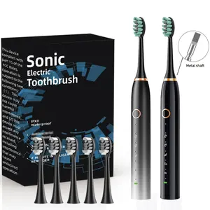 IPX8 Waterproof Sonic Electric Toothbrush, USB Charging, Couple's Replaceable Brush Head Metal Shaft Electric Toothbrush, Suitable for Adults, Men and Women, with Smart Timer and 5 Replacement Brush Heads
