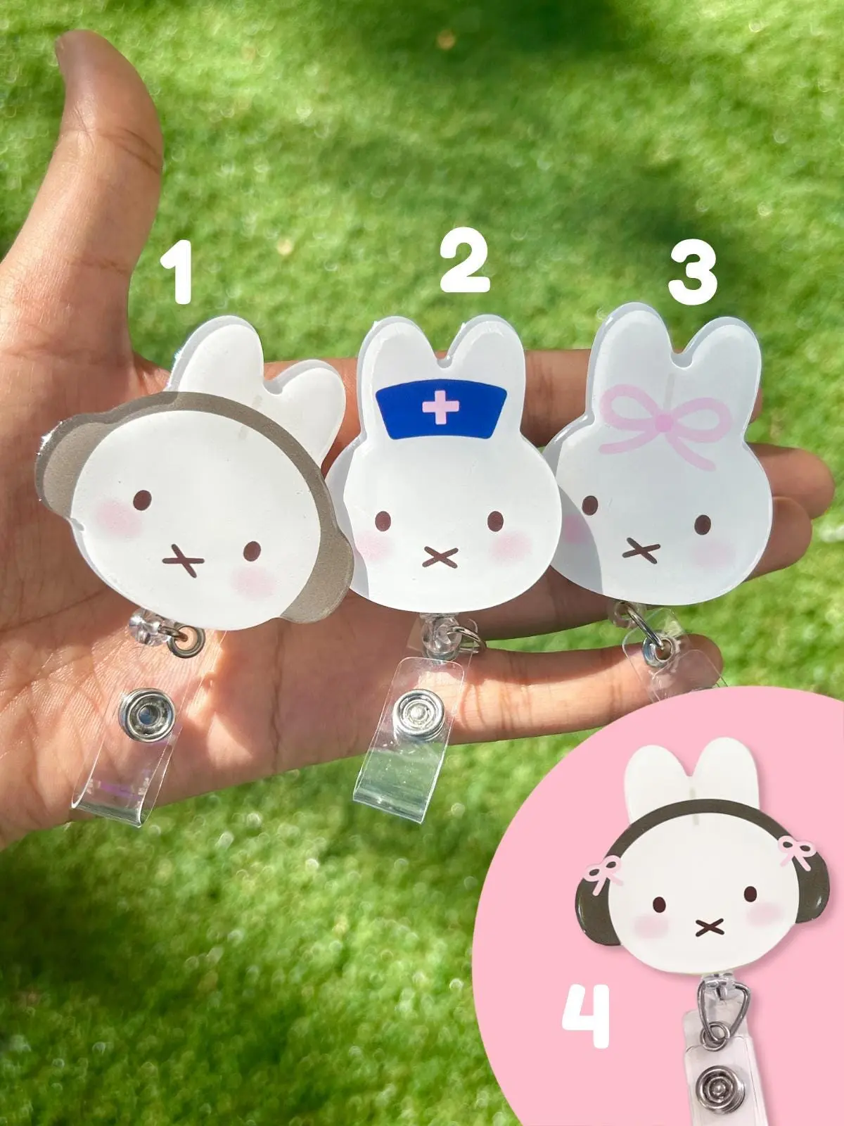 Bunny Rabbit Retractable ID Badge Reel / Doctor / Nurse / Medical Worker / Coworker