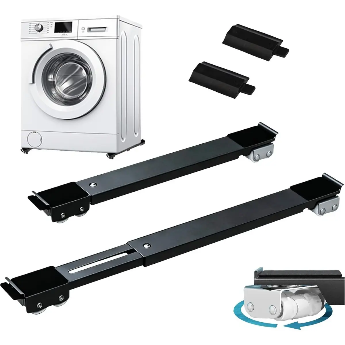 Adjustable Rolling Appliance Base Heavy Duty Universal Mover Stand for Washer Dryer Refrigerator Washing Machine Mobile Support Holder Kitchen Laundry Household Hardware Accessory