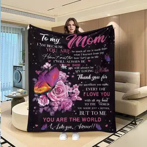 Dreamy Starry Butterfly Blanket, Creative Digital Print Flannel Throw, Flannel Cozy Blanket, Perfect Gift for Thanksgiving, Valentine's Day, Christmas