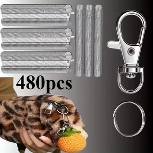 480 pcs Keychain Clip and Keychain Ring Metal Lobster Claw Clasps with Keychains Accessories DIY Crafts Making Kit Men Women Valentine's Day