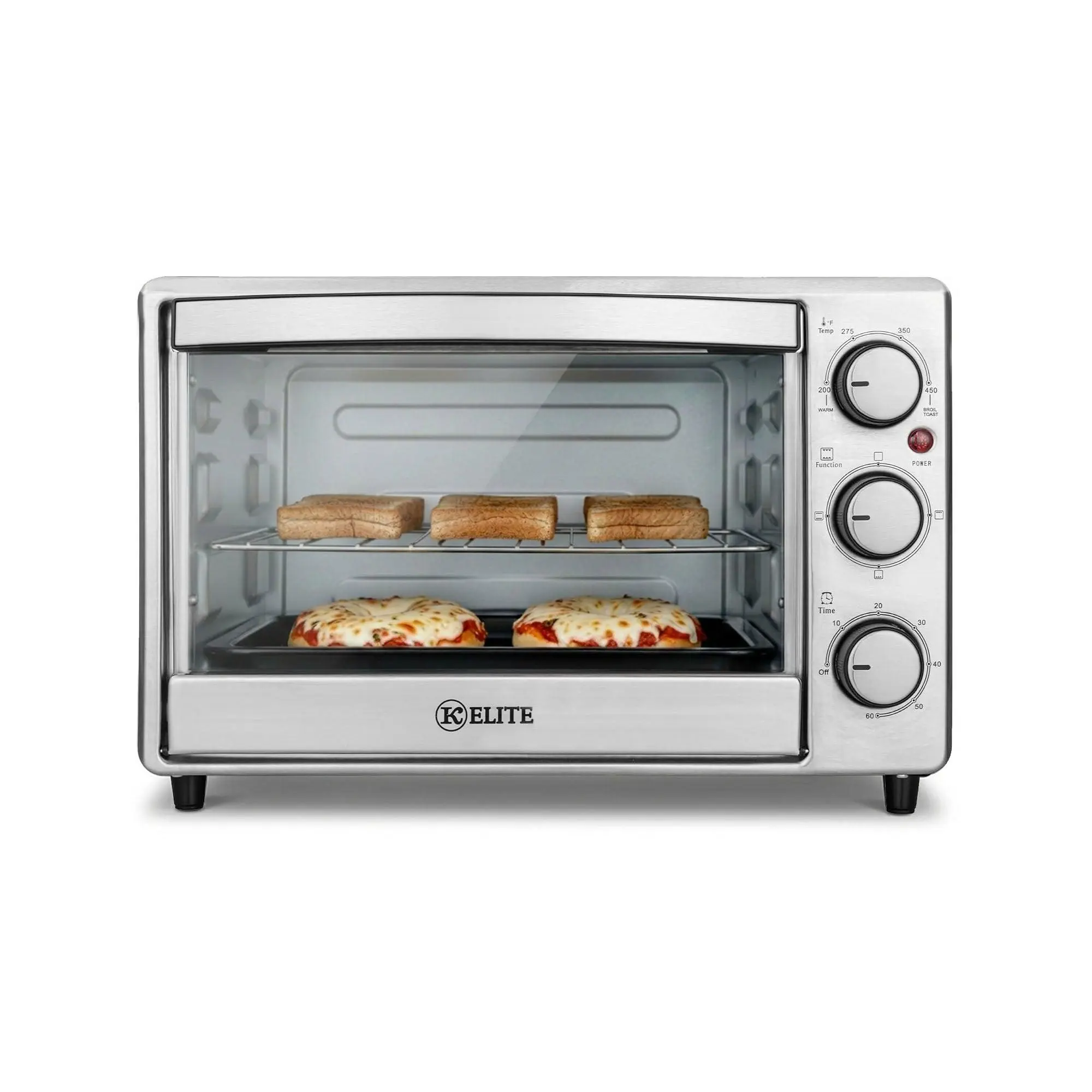 Kitchen Elite Compact Countertop Toaster Oven with Stainless Steel Tray, Silver Kitchen Elite Compact Countertop Toaster Oven with Stainless Steel Tray, Silver