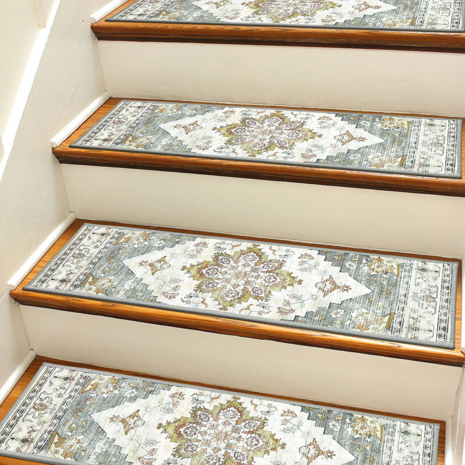 [Summer Sale Deals] HEBE Self-Adhesive Carpet Stair Runner for Wooden Steps, 8"x30" Indoor Peel-and-Stick Non-Slip Stair Treads, Reusable, Easy to Install, Sturdy, Cleanable for Dogs and Elders