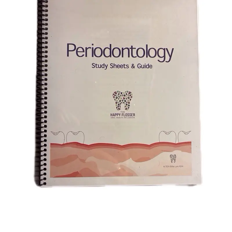 Periodontology Study Sheets & Guide Dental Hygiene Periodontology Study Notebook Workbook Learning Gingiva