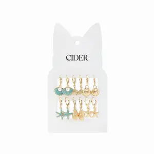 Cider 6 PAIRS STARFISH & SEA SHELL DROP EARRINGS SET