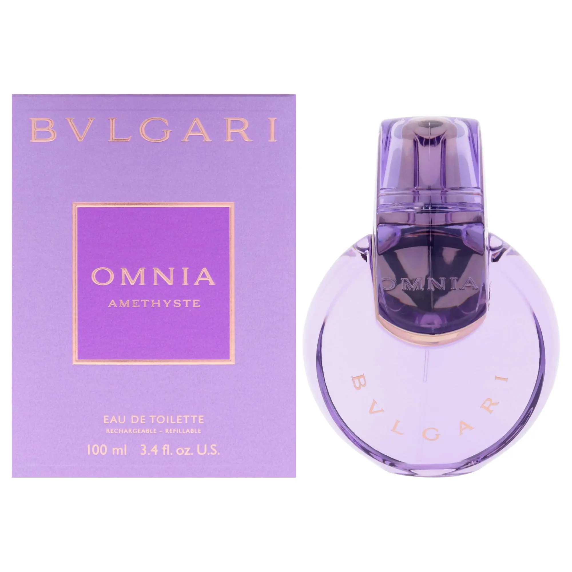 Bulgari Omnia Amethyste Women's Refillable EDT Spray Bottle - 3.3 oz (100ml), Versatile Fragrance, Perfumes for Women
