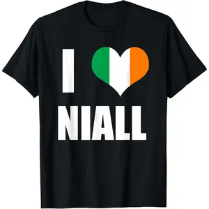 Funny Graphic Tee,I Love Niall T-Shirt - Ireland Flag Heart T-Shirt
