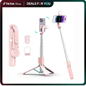 [NEW DEAL] Selfie Stick with Rechargable Remote & Light (1PC), Tripod for iPhone, Cell Phone Stand for Video Recording, Portable Travel Essentials Smartphone Mount Holder, Extendable Vlogging Filming Accessories