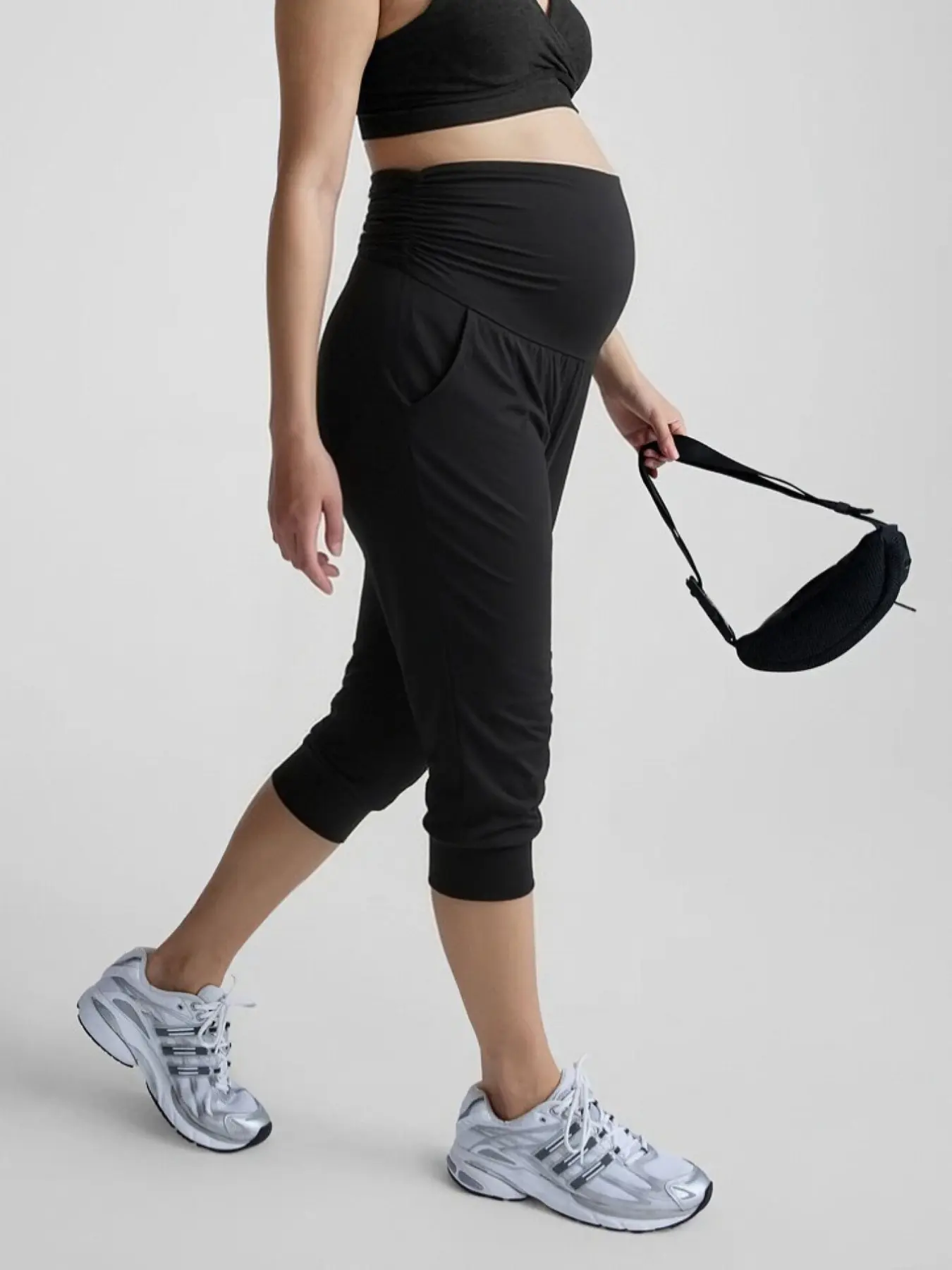 Summer High Stretch Comfortable Maternity Jogger Pants, Pocketed Maternity Sweatpants, Seven-Quarter Leggings, High Waisted Support, Maternity Clothing, Pregnancy Clothes