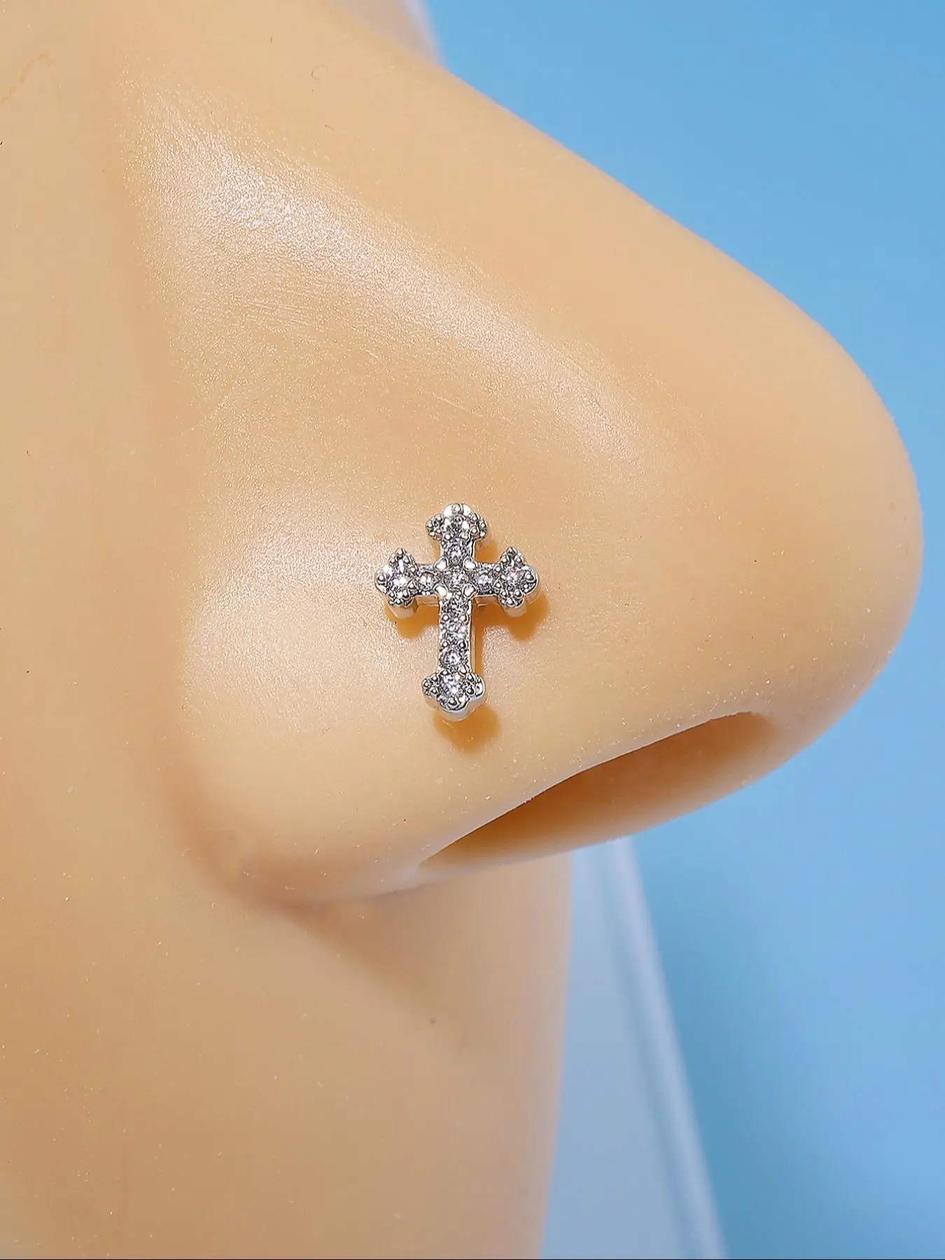 Rhinestone Cross Nose Ring, Septum Pierced Ring, Punk Style Nose Ring for Women & Men for Party, Daily Clothing Decor, Trendy All-match Jewelry for Birthday Gift, Piercing, Septum Rings, Body Piercing Jewelry, Body Jewellery