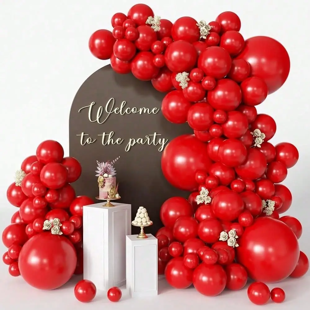 110-Piece Square Red Latex Balloon Garland Arch Set (18/12/10/5 in) - Festive Party Decor for Birthday, Wedding Home Supplies