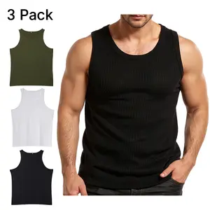 ELENCOCO Men's 3-Pack Plain Muscle Workout Tank Top Quick Dry Gym Muscle T-Shirt Fitness Bodybuilding Sleeveless T-Shirt ,Father's Day gift,Black Friday