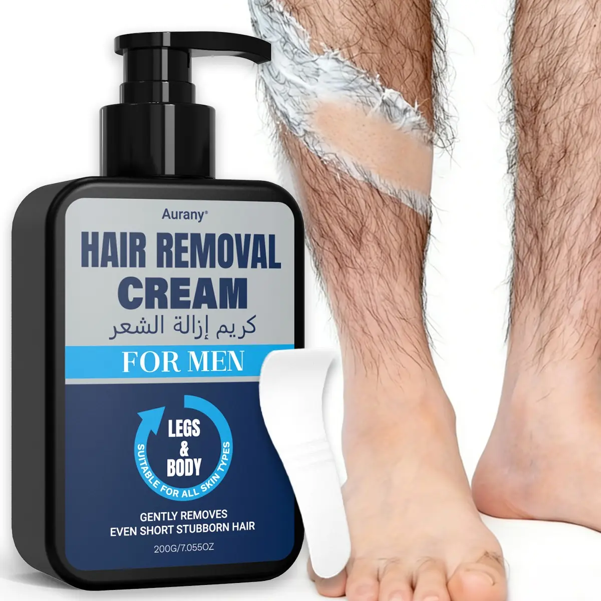 1PC- Hair Removal Cream For Men, Effectively Removes Coarse & Short Stubborn Hair, Gentle Formula, Gentle Depilatory, Gentle Depilatory Solution, Smooth, Body Care, Legs & Body, Suitable For All Skin Types -200g