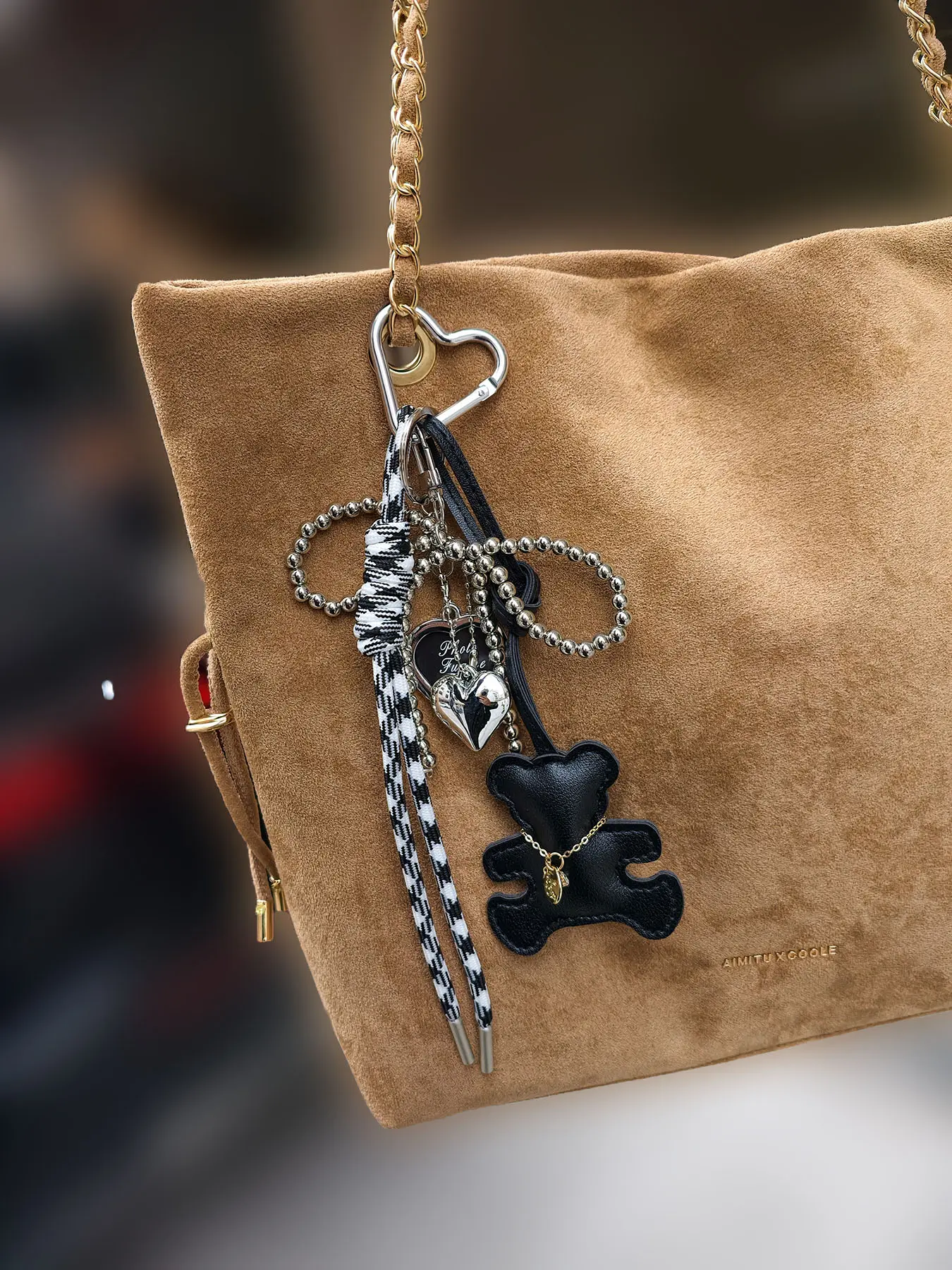 Cute Teddy Bear Bow Keychain Bag Charm, Bag Pendant, Bag Decoration, Purse Accessories, Fashion Bag Charms, Stylish Playful Charm, Stylish Heart Bag Strap for Evening Bags, Handbag, Backpack, and Wallet, Perfect Gift