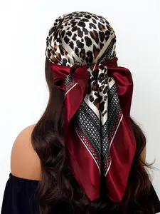 Women's Leopard Print Square Scarf, Fashionable Soft Lightweight Scarf for Daily Wear, Casual Versatile Scarf for Women & Girls
