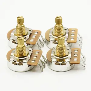 2Pcs Brass Potentiometer Long Shaft 18mm 18-teeth  A250K/B250K/A500K/B500K  For Electric Guitar and Bass Tone Volume Parts