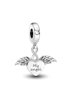 Angel & Heart Design Pendant, Fashionable Pendant for Bracelet & Necklace, DIY Jewelry Making Accessories for Women & Girls, Trendy Fashionable Accessories, Charms
