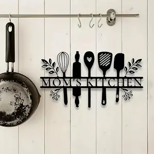 Kitchen Metal Sign, 1 Count Letter & Cookware Pattern Kitchen Decorative Sign, Wall Hanging Decor, Home Decor Products for Home Kitchen Farmhouse