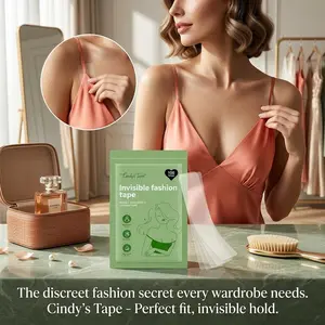 Double-Sided Fashion Tape 1/2 x 3 Inch 100-Pack - Waterproof Strong Adhesive Body Tape for Clothing Skin & Fabric, Clear Transparent Wardrobe Lingerie Essentials, Perfect for Hemming Strapless Dresses Securing Garments and Preventing Wardrobe Malfunctions