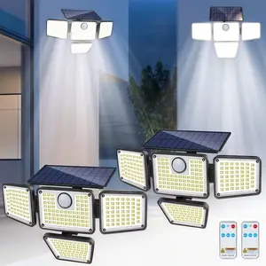 2 Packs Solar Outdoor Lights 2500LM 210LED SecurityLights,3 Heads Dimmable SpotLights with 3Modes,IP65 Waterproof, Outdoor Lighting Modern, Solar Flood Lights