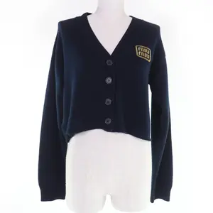Pre-owned miu miu Cashmere Small Leather Goods MIUMIU Logo patch 100% Knit Cardigan