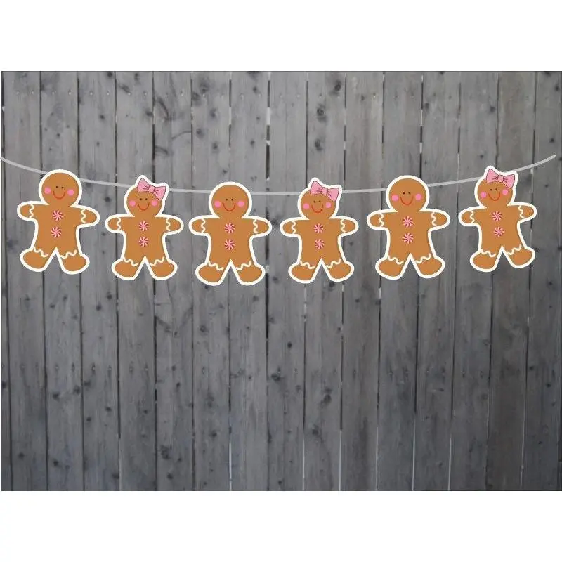 GINGERBREAD GARLAND - Gingerbread Banner Gingerbread Gender Reveal Gingerbread Decorations Gingerbread He or She Gingerbread Party Banner