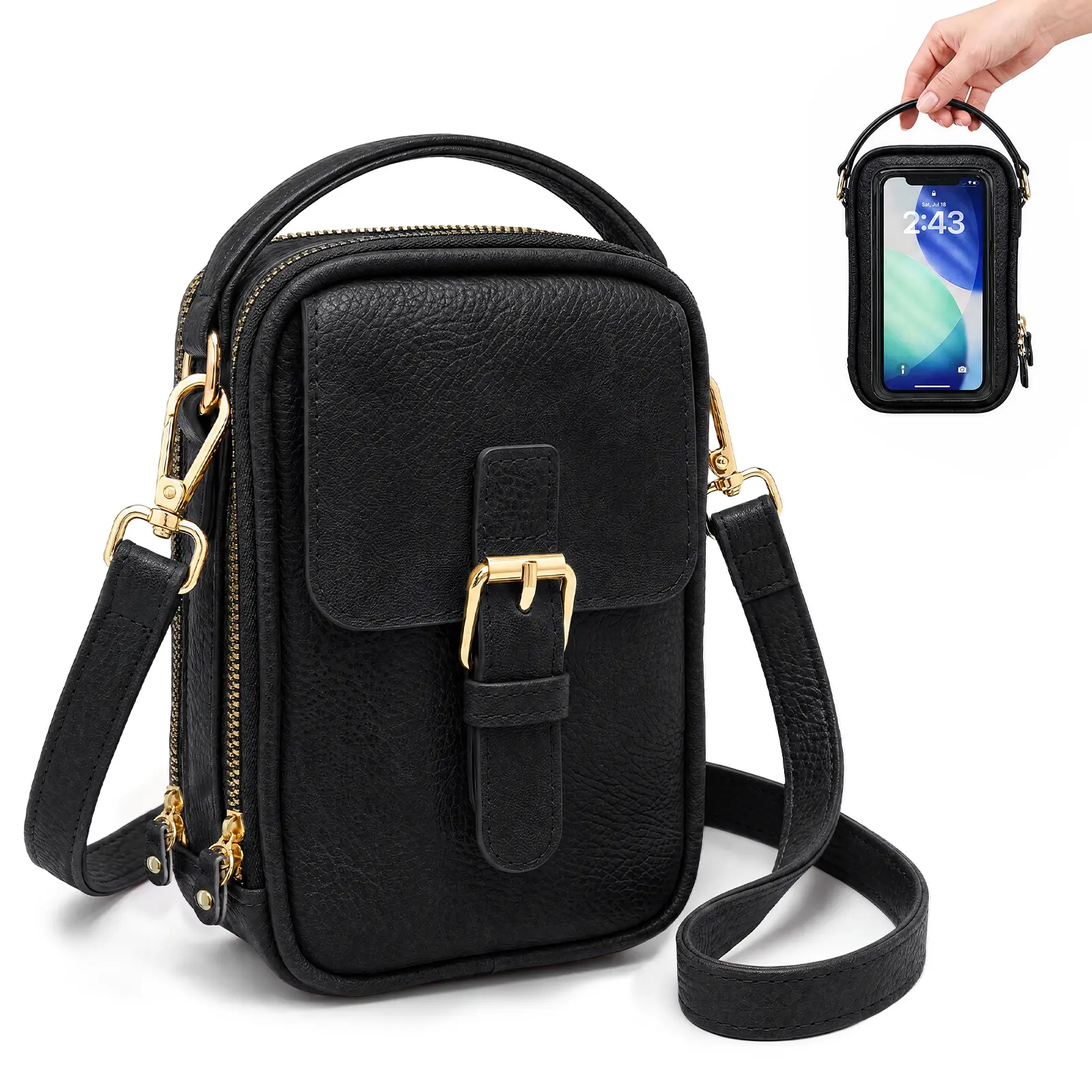 Babysun Crossbody Phone Purse for Women, Touchscreen Cell Phone Bag with RFID Blocking, Anti-Theft PU Leather Crossbody Wallet Bag for Travel, Shopping & Daily Use