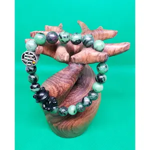 Ruby Zoisite bracelet with Harry Potter spacer