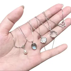 White Moonlight Five-Piece Set with Moonstone Pendant Light Luxury Minimalist High-End Style Versatile Daily Wear Multi-Functional Accessory Top Holiday Gift Choice