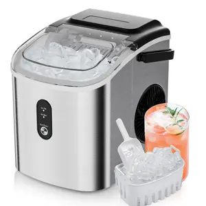 EUHOMY Countertop Ice Maker 26 Lbs/Day Portable Self-Cleaning, 9 Bullet Ice in 6 Min, Silver