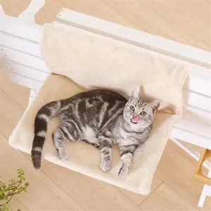 Cat Hammock Bed Warm Plush Fleece Nap Mat Cozy Basket Cradle for Sunbathing Relaxing Window Sill Bedside Drawer Cabinet Soft Comfortable Pet Bed for Cats Kittens