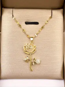 Women's Floral Pendant Necklace, Party Fashion Jewelry, Daily Wear Decor, Versatile Elegant Accessories, Birthday Gift, Delicate Chain Design