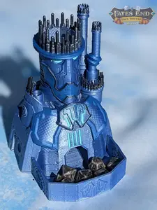 Warforged Steampunk 3D Printed Dice Tower - Fate's End Collection - Forge Rolls in the Crucible of Mechanized Might and Living Steel.