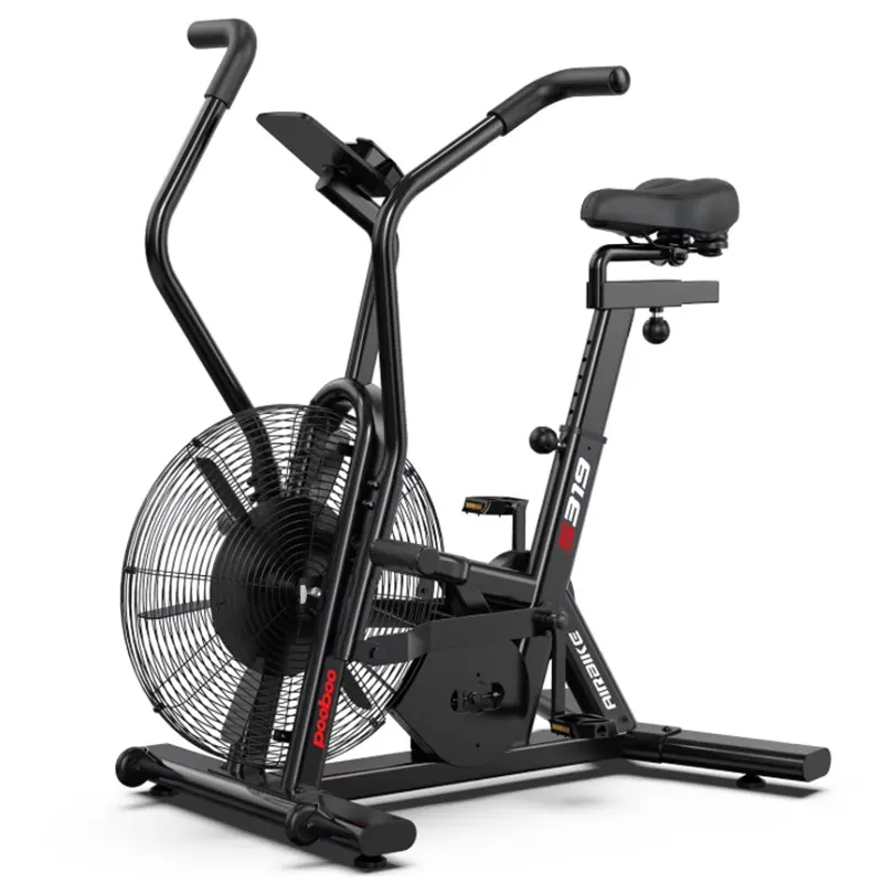 Exercise Stationary Bike for Home Gym, Air Resistance Bluetooth Fan Bike, Upright AirBike Indoor Cycling Bike for Cardio Workout