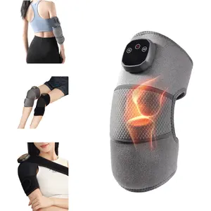 Cordless Heated Knee Massager, Multi-Functional Wrist, Knee & Ankle Sports Protective Straps, Adjustable Heat and Vibration Massage, 3-in-1 Massager for Knee Shoulder Elbow, for Home or Office Use