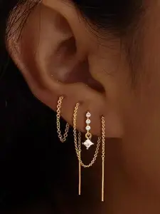 Dangle Earrings for Women Trendy, Dainty 14K Gold Plated Chain Earrings for Womens Simple Threader Earrings Stud Earrings Non Tarnish Hypoallergenic Long Drop Earrings Jewelry Set for Women Gifts Versatile Earrings