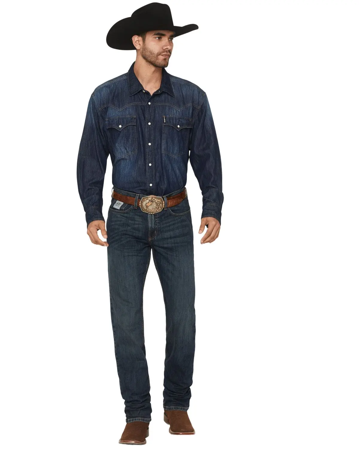 Cinch Men's Men'S Silver Label Dark Wash Mid Rise Slim Straight Performance - Mb98034006 Ind
