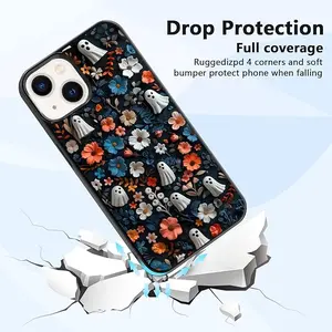 Cute Ghost Flower Halloween Botanical Phone Case, Spooky Ghost Garden Phone Case for iPhone 7/8/Se 15 14 13 12 11 Pro Max Plus Mini Xr Xs X 6 7 8 for Teen Girls and Boys, Men and Women Accessories Durable
