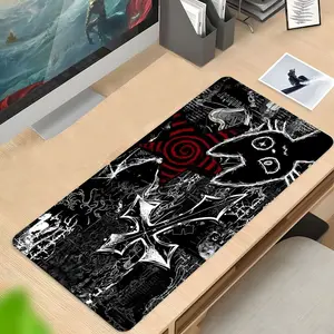 Gothic Black Cat Graffiti Grunge Large Gaming Mouse Pad, Extended Punk Dark Aesthetic Desk Mat Non-Slip Rubber Base Stitched Edges, Gamer Desk Pad, Gift for Teens