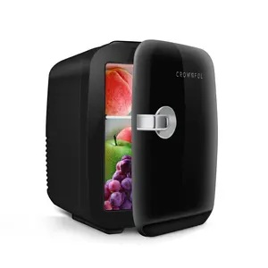 CROWNFUL 4 Liter 6 Can Portable Mini Fridge with Cooler and Warmer Functions Ideal for Skin Care Cosmetics and Food Storage Great for Bedroom Office Car and Dorm Use