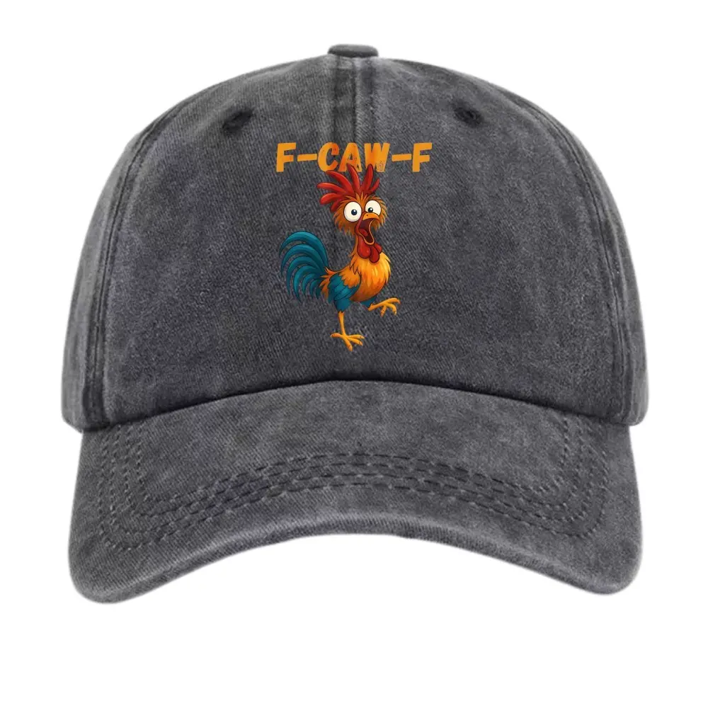 Funny Rooster F-CAW-F Hat Chicken Graphic Distressed Baseball Cap Adjustable Dad
