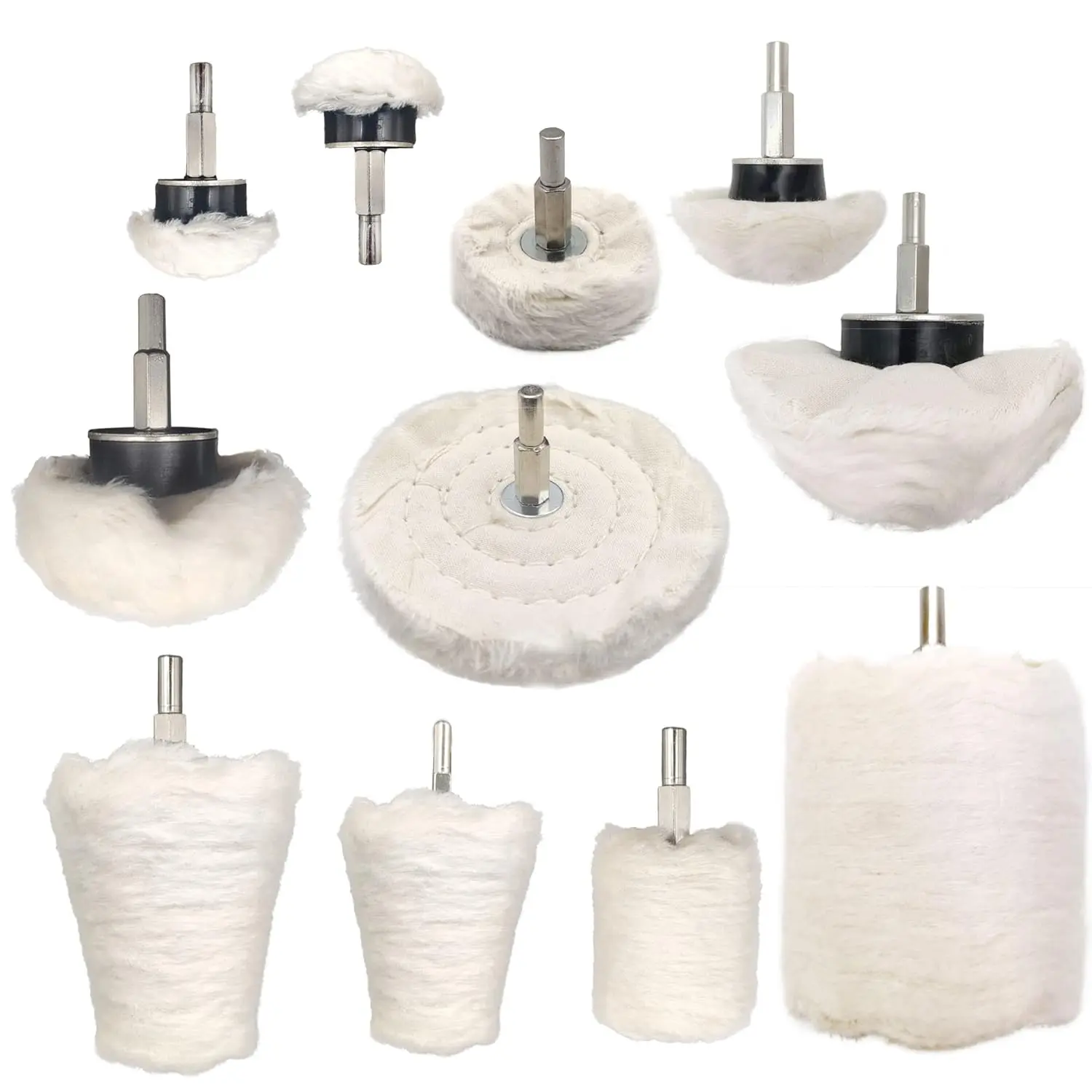 11 count Buffing Wheel for Drill, Buffing Pad Polishing Wheel Kits, Wheel Shaped Polishing Tool for Metal Aluminum, Stainless Steel, Chrome, , , Plastic, Ceramic, Glass, etc