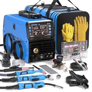ANDELI 2026 Newest 8-in-1 MIG-205DP Multiprocess Welder - 110/220V Dual Voltage Welding Machines, Plasma Cutter, Pulsed MIG, HF TIG, Flux Core, Cold Clean Stick Welding Machine, Auto Memory, Rotary Control, Full Kit for Multi-Weld Tasks