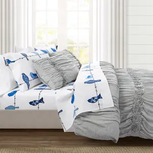 Lush Decor Rowley Birds 6 Piece Soft Sheet Set with Birds Design, Includes Pillows and Blanket, Ideal for Crib and Bed Use